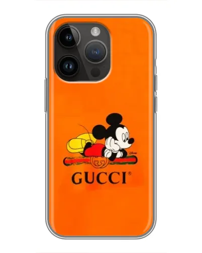 Чехол для iPhone 14 Pro с картинкой «Микки Маус Gucci — оранж» Чехол для iPhone 14 Pro с картинкой «Микки Маус Gucci — оранж»