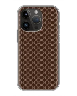 Чохол для iPhone 14 Pro з картинкою «Gucci — шоколадна сітка» Чохол для iPhone 14 Pro з картинкою «Gucci — шоколадна сітка»
