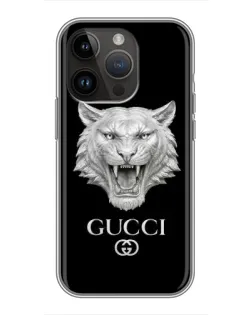 Чохол для iPhone 14 Pro з картинкою «Gucci — срібний лев» Чохол для iPhone 14 Pro з картинкою «Gucci — срібний лев»