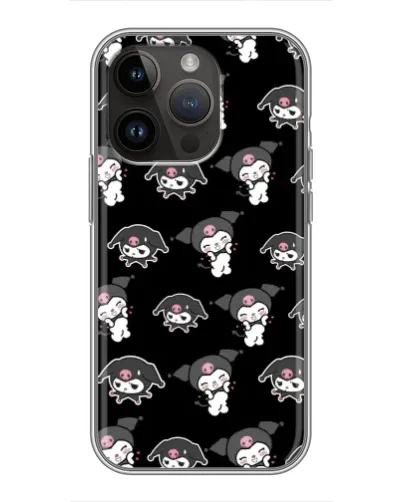 Чехол для iPhone 14 Pro с картинкой «Черный паттерн Kuromi»