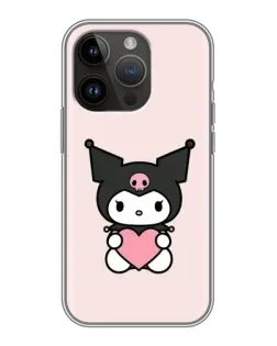 Чехол для iPhone 14 Pro с картинкой «Kuromi и сердце»