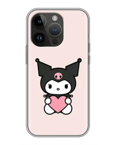 Чехол для iPhone 14 Pro с картинкой «Kuromi и сердце»