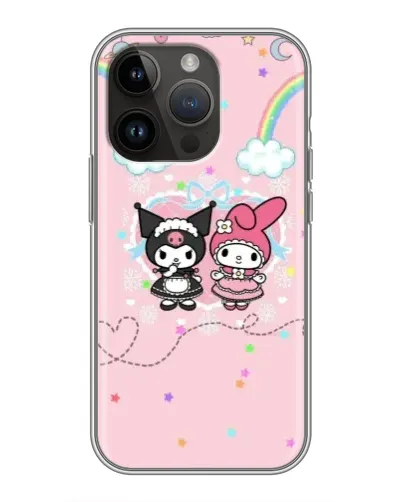 Чехол для iPhone 14 Pro с картинкой «My Melody и Kuromi»