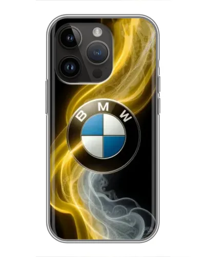 Чехол для iPhone 14 Pro с картинкой «Золотистый дым BMW»