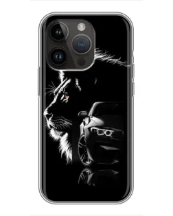 Чохол для iPhone 14 Pro з картинкою «BMW та лев»