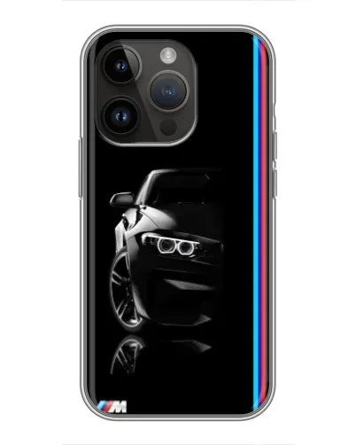 Чехол для iPhone 14 Pro с картинкой «Силуэт BMW в темноте»