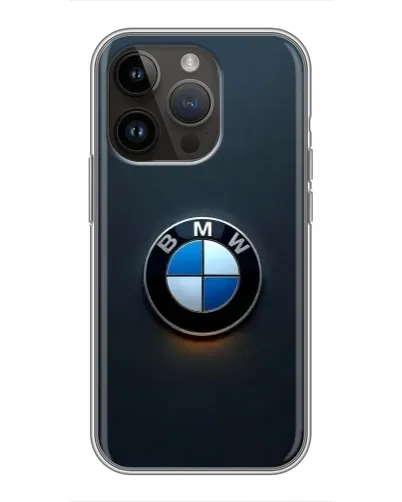 Чехол для iPhone 14 Pro с картинкой «Логотип BMW — минимализм»