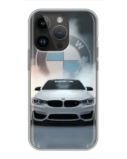 Чохол для iPhone 14 Pro з картинкою «BMW в білому диму»