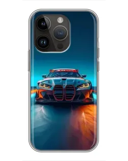 Чохол для iPhone 14 Pro з картинкою «BMW — вогні неону»