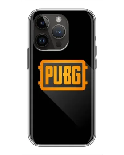 Чехол для iPhone 14 Pro с картинкой «PUBG — рамка лого»