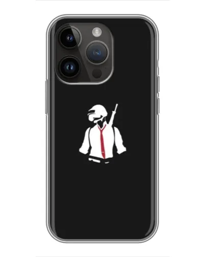 Чехол для iPhone 14 Pro с картинкой «PUBG — силуэт воина»