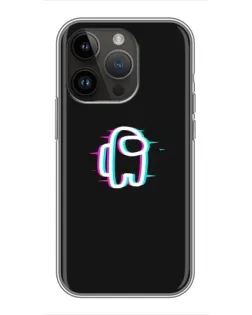 Чехол для iPhone 14 Pro с картинкой «Among Us неон»