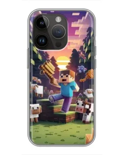 Чехол для iPhone 14 Pro с картинкой «Стив на ферме»