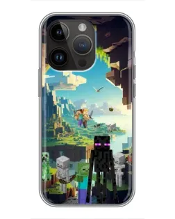 Чехол для iPhone 14 Pro с картинкой «Эндермен в лесу»
