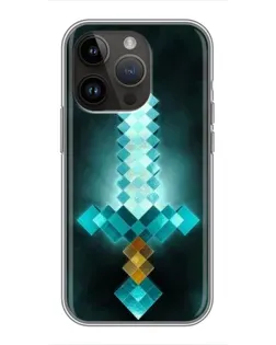 Чехол для iPhone 14 Pro с картинкой «Алмазный меч неон»