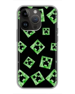Чехол для iPhone 14 Pro с картинкой «Паттерн с криперами»