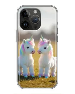 Чехол для iPhone 14 Pro с картинкой «Пара единорогов»