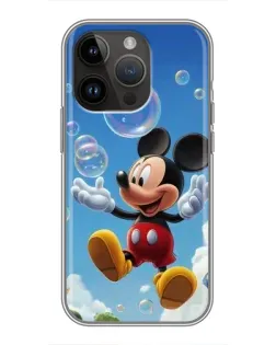Чехол для iPhone 14 Pro с картинкой «Mickey и мыльные пузыри»
