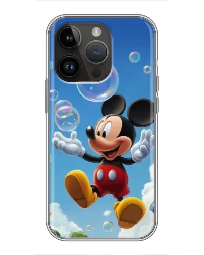 Чехол для iPhone 14 Pro с картинкой «Mickey и мыльные пузыри»