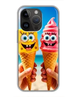 Чехол для iPhone 14 Pro с картинкой «Спанч Боб мороженое»