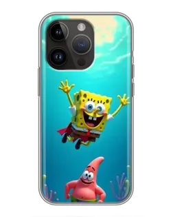 Чехол для iPhone 14 Pro с картинкой «Спанч Боб под водой»