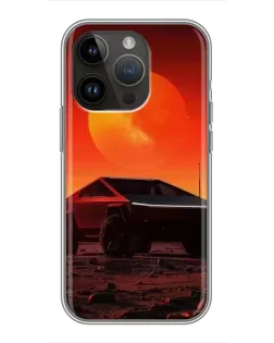 Чехол для iPhone 14 Pro с картинкой «Cybertruck на Марсе»