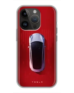 Чехол для iPhone 14 Pro с картинкой «Tesla Top View»