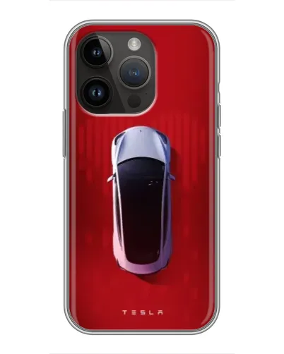 Чехол для iPhone 14 Pro с картинкой «Tesla Top View»