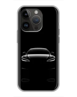 Чехол для iPhone 14 Pro с картинкой «Силуэт Tesla Night»