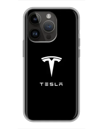 Чехол для iPhone 14 Pro с картинкой «Tesla White Logo»