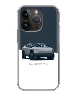 Чехол для iPhone 14 Pro с картинкой «Серебристый Cybertruck Tesla»