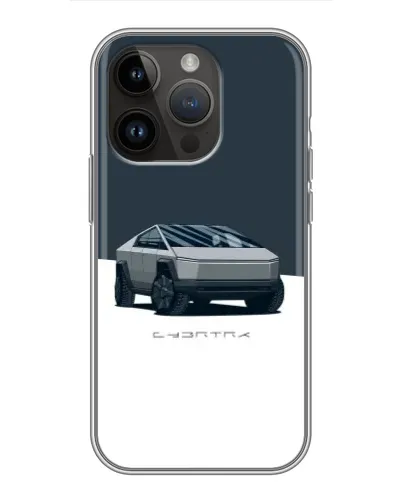Чехол для iPhone 14 Pro с картинкой «Серебристый Cybertruck Tesla»