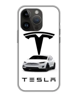 Чехол для iPhone 14 Pro с картинкой «Tesla White Style»