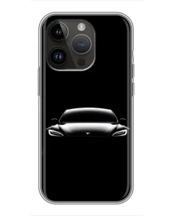 Чехол для iPhone 14 Pro с картинкой «Фары Tesla Night»