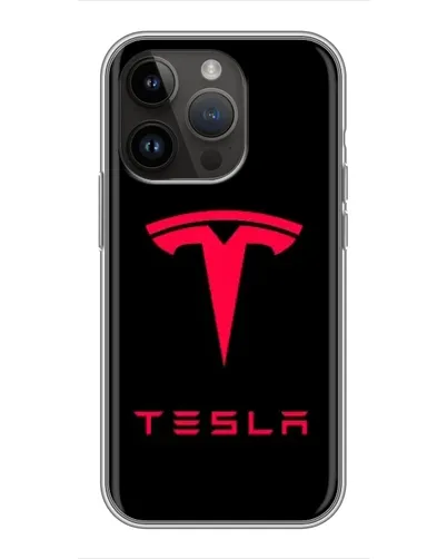 Чехол для iPhone 14 Pro с картинкой «Tesla Red Logo»