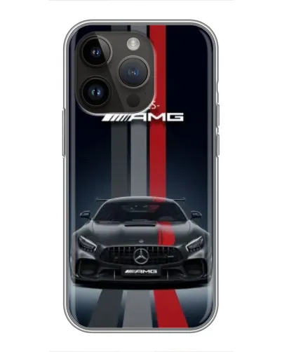 Чехол для iPhone 14 Pro с картинкой «Mercedes — белый карбон»