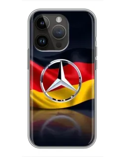 Чехол для iPhone 14 Pro с картинкой «Mercedes — флаг Германии» Чехол для iPhone 14 Pro с картинкой «Mercedes — флаг Германии»