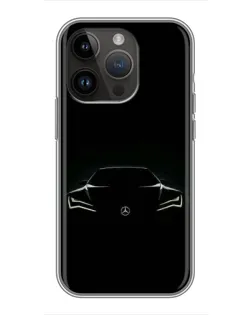 Чехол для iPhone 14 Pro с картинкой «Mercedes — силуэт авто» Чехол для iPhone 14 Pro с картинкой «Mercedes — силуэт авто»