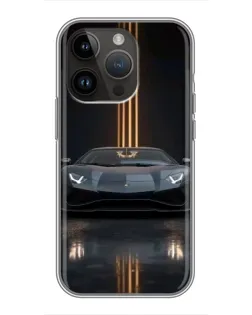 Чехол для iPhone 14 Pro с картинкой «Lamborghini золотые линии»