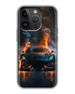 Чехол для iPhone 14 Pro с картинкой «Lamborghini дымная эстетика»