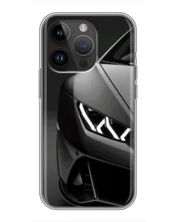 Чехол для iPhone 14 Pro с картинкой «Lamborghini фары детализация»