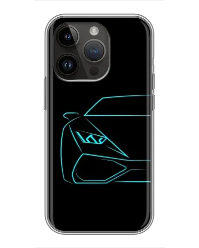 Чехол для iPhone 14 Pro с картинкой «Голубой силуэт Lamborghini»