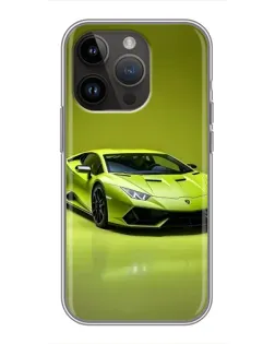 Чехол для iPhone 14 Pro с картинкой «Салатовый Lamborghini Huracan»