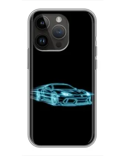 Чехол для iPhone 14 Pro с картинкой «Неоновый контур Lamborghini»