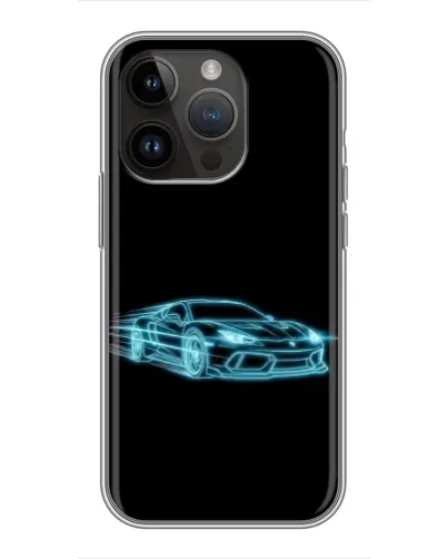 Чехол для iPhone 14 Pro с картинкой «Неоновый контур Lamborghini»