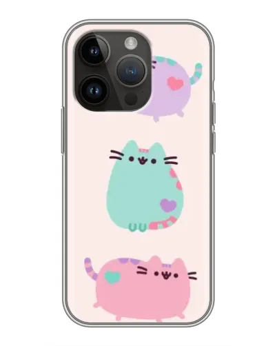 Чехол для iPhone 14 Pro с картинкой «Pusheen трио»