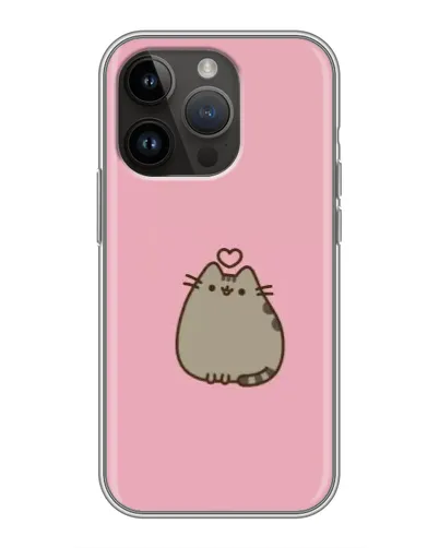 Чехол для iPhone 14 Pro с картинкой «Pusheen сердце»