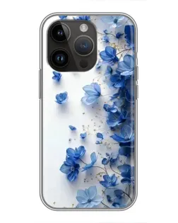 Чехол для iPhone 14 Pro с картинкой «Голубой цветочный каскад»