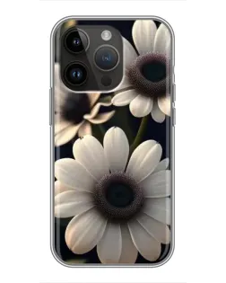 Чехол для iPhone 14 Pro с картинкой «Белые маргаритки макро»