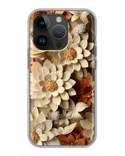 Чехол для iPhone 14 Pro с картинкой «Бежевый флористический декор»